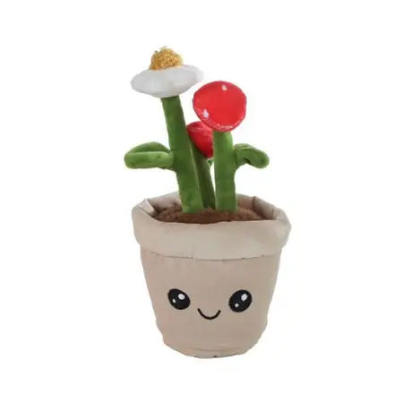 Plant Pluche Aardbei H23cm Beige Pot