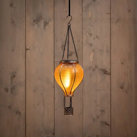 Anna's Collection - Solar Luchtballon 12 LED 36x11cm Geel