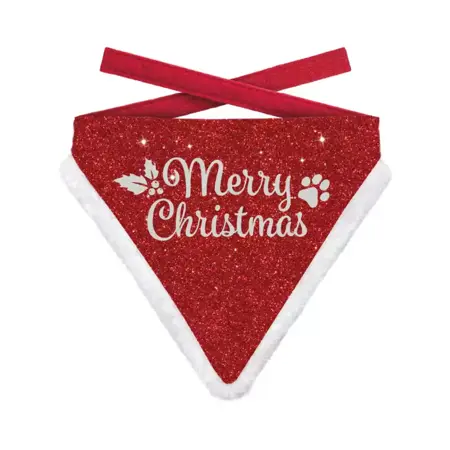 Bandana Xmas Merry Christmas Glitter Dog Red L - afbeelding 1