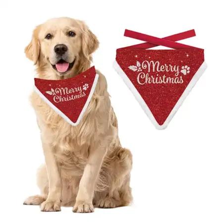 Bandana Xmas Merry Christmas Glitter Dog Red L - afbeelding 2