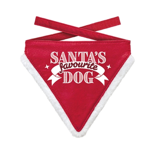 Bandana Xmas Santa’s Favourite Dog Red M - afbeelding 1
