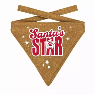 Bandana Xmas Santa's Star Cat Gold Xs