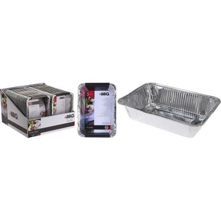 Barbecue schalenset aluminium - 5 stuks - zilver