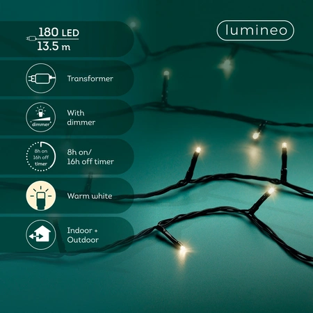Basic Led Lights - Lumineo - 180 lampjes - Warm Wit - afbeelding 3
