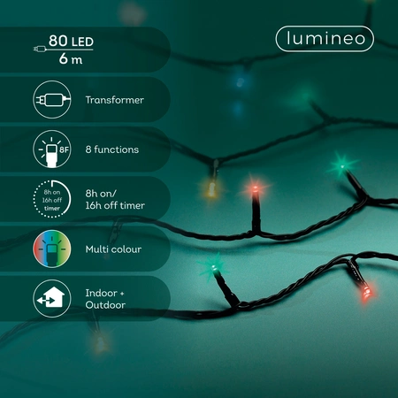 Basic Twinkle Led Lights - Lumineo - 80 lampjes - Multi Colour - afbeelding 3