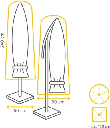 Tierra Outdoor Zweefparasolhoes – Grijs – 240×60 cm – Ø 400 cm Geschikt
