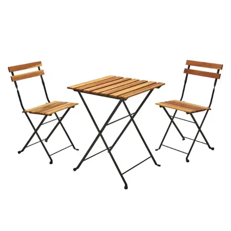 Bistroset Teaklook - Zwart Frame