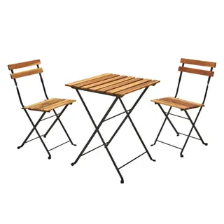 Bistroset Teaklook - Zwart Frame