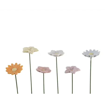 Bloem van Porselein op Steker – H27 cm – Assorti Kleuren – Decoratie & Cadeau