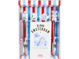 Blond Amsterdam Cakevorkjes Delfts Blond Streep (set van 4)