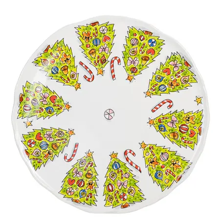 Bord met wave rand 31cm Kerst Christmas Tree