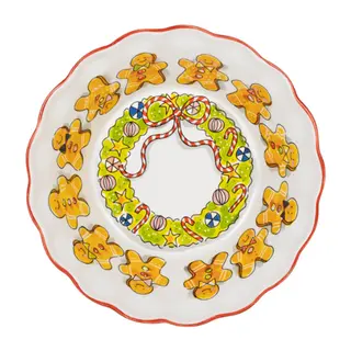 Schaal met wave rand 23cm Kerst Gingerbread man