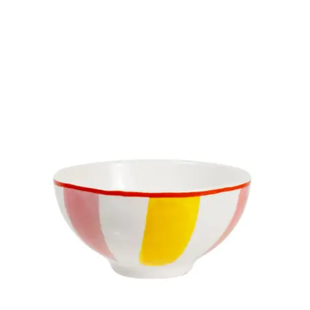 Blond Amsterdam Kom 11,5cm Everyday Stripes Pink Yellow - afbeelding 1