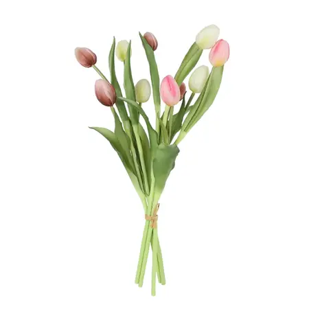Kunstbloem "Wild Tulip Sally" 5x creme/roze 49cm