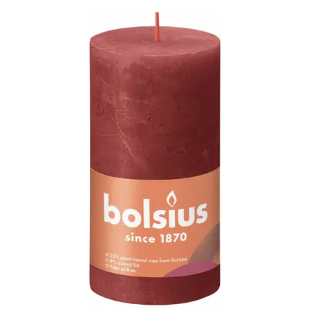 Bolsius Stompkaars Rustiek d6,8xh13cm Delicaat Rood