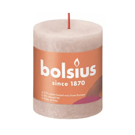 Bolsius Stompkaars Rustiek d6,8xh8cm Nevelig Roze