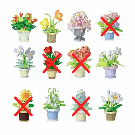 Bouwset bloemen - overzicht welke op voorraad zijn
