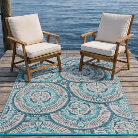 Buitenkleed 120x180cm Blauw/bruin/ivoor - Blommie's Lifestyle - afbeelding 2