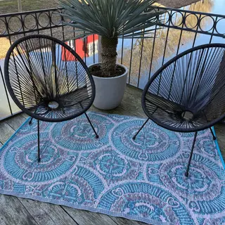 Buitenkleed 120x180cm Blauw/bruin/ivoor - Blommie's Lifestyle - afbeelding 3