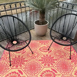 Buitenkleed 120x180cm Creme/koraal/roze - Blommie's Lifestyle - afbeelding 2