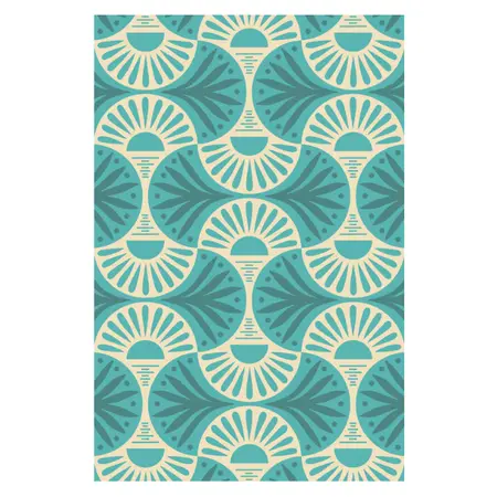 Buitenkleed 120x180cm Turqouise/creme - Blommie's Lifestyle