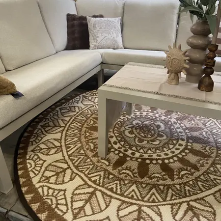 Buitenkleed D180cm Bruin/camel/ivoor - Blommie's Lifestyle - afbeelding 2