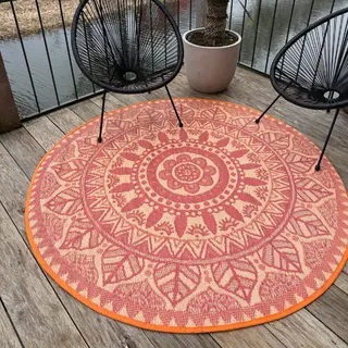 Buitenkleed D180cm Roze/koraal/creme - Blommie's Lifestyle - afbeelding 2