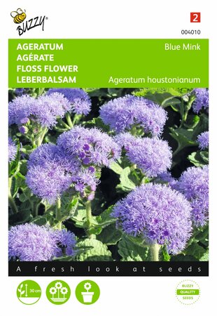 Buzzy® zaden - Ageratum, Leverbalsem Blue Mink - afbeelding 1