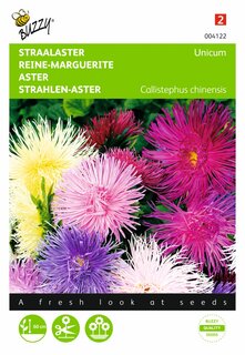 Buzzy® zaden - Callistephus, Straalaster Unicum, gemengd - afbeelding 2