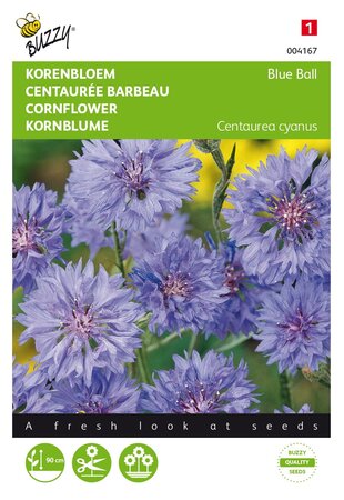 Buzzy® zaden - Centaurea, Korenbloem Blue Ball dubbelbloemig - afbeelding 1