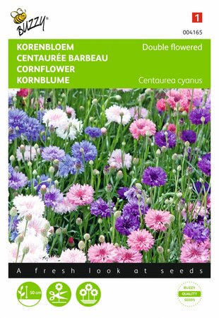 Buzzy® zaden - Centaurea, Korenbloem dubbelbloemig gemengd - afbeelding 1