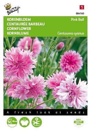 Buzzy® zaden - Centaurea, Korenbloem Pink Ball - afbeelding 1