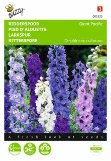 Buzzy® zaden - Delphinium, Ridderspoor Giant Pacific gemengd - afbeelding 1