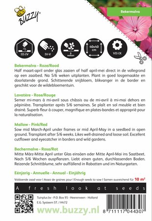 Buzzy® zaden - Lavatera, Bekermalva Roze/Rood - afbeelding 2