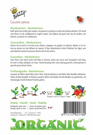 Buzzy® zaden - Organic Komkommer Marketmore  (BIO) - afbeelding 2