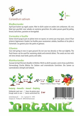 Buzzy® zaden - Organic Koriander (bladkoriander) (BIO) - afbeelding 2