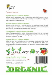 Buzzy® zaden - Organic Paprika Yellow California Wonder (BIO) - afbeelding 2