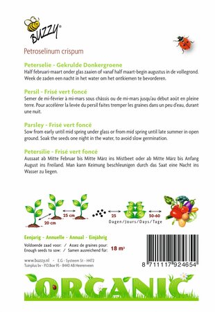 Buzzy® zaden - Organic Peterselie Gekrulde Donkergroene  (BIO) - afbeelding 4