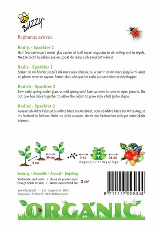 Buzzy® zaden - Organic Radijs Sparkler 2 (BIO) - afbeelding 4