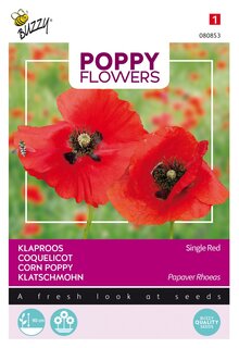 Buzzy® zaden - Poppy Flowers, Klaproos Rhoeas Rood - afbeelding 1