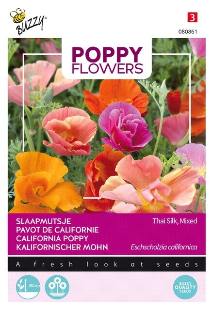 Buzzy® zaden - Poppy Flowers, Papaver Thai Silk - afbeelding 1