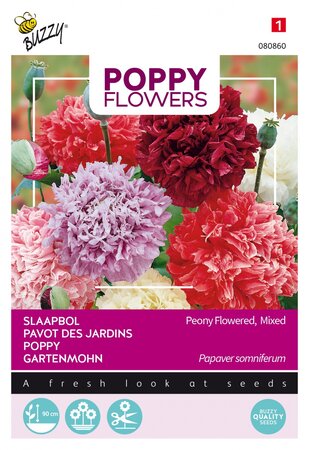 Buzzy® zaden - Poppy Flowers, Pioenbloemige papaver - afbeelding 1