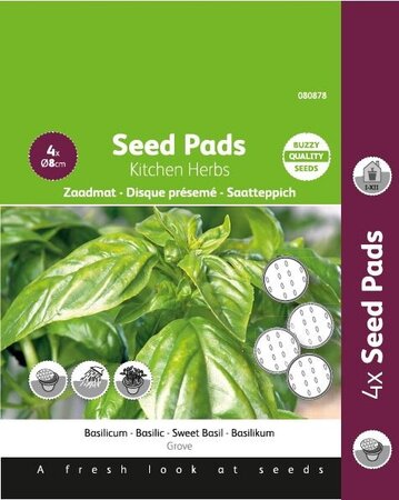 Buzzy® zaden - Seedpads Basilicum 4x 8cm - afbeelding 1