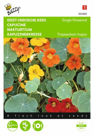 Buzzy® zaden - Tropaeolum, Oost-Indische kers enkelbloemig gemengd - afbeelding 1