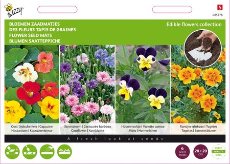Buzzy® zaden - Zaadmatjes Eetbare Bloemen 4 matjes (5) - afbeelding 1