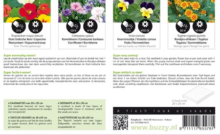 Buzzy® zaden - Zaadmatjes Eetbare Bloemen 4 matjes (5) - afbeelding 2