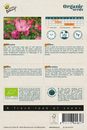 Buzzy® zaden - Organic Lavatera, Bekermalva rose/rood  (BIO) - afbeelding 2