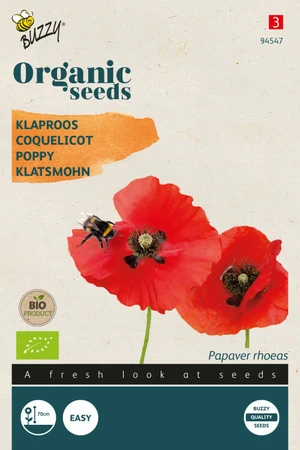 Buzzy® zaden - Organic Papaver, Klaproos Rood  (BIO) - afbeelding 1