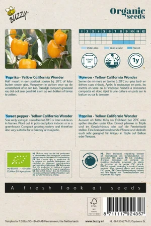 Buzzy® zaden - Organic Paprika Yellow California Wonder (BIO) - afbeelding 2