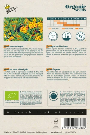 Buzzy® zaden - Organic Tagetes Lucida, Mexicaanse dragon (BIO) - afbeelding 2